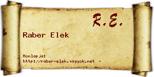 Raber Elek névjegykártya